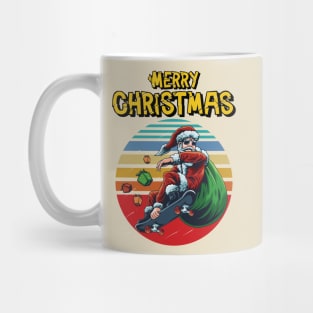 Christmas Skateboarding Santa With Vintage Sunset Perfect Gift for Christmas Day Mug